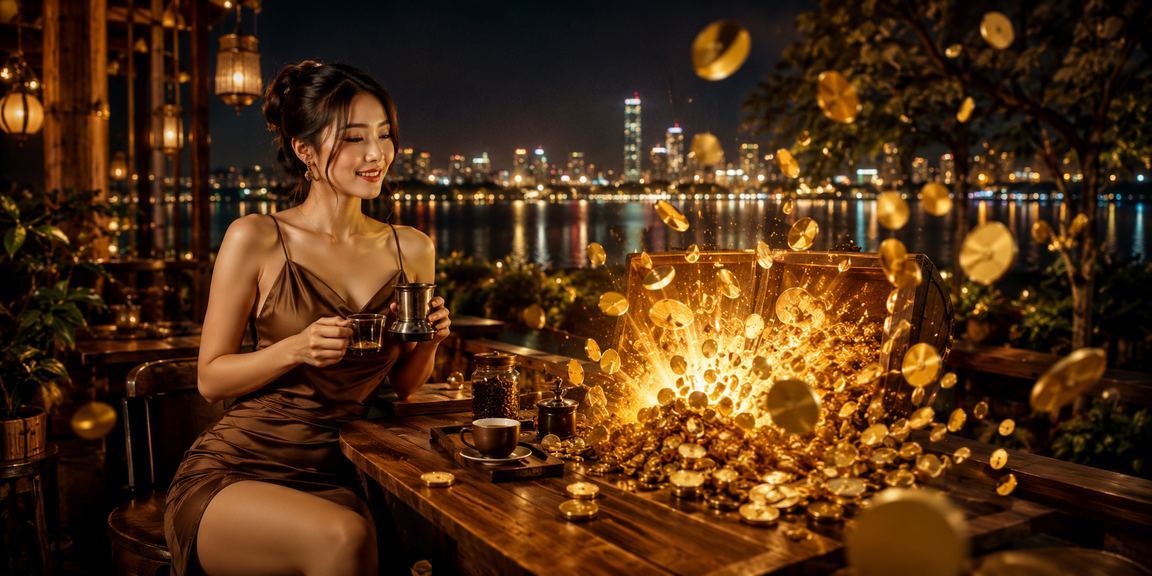 Người dùng Hà Nội đọc tỷ lệ kèo cá cược trong quán cà phê trên màn hình điện thoại
